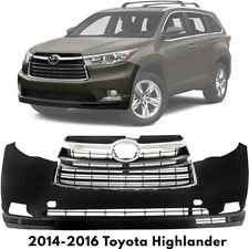 Front Bumper Cover & Grille Assembly Kit For 2014-2016 Toyota Highlander