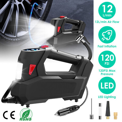 12V Car Tire Inflator Portable 150 PSI Air Pump Compressor Auto-off w/ LED Light