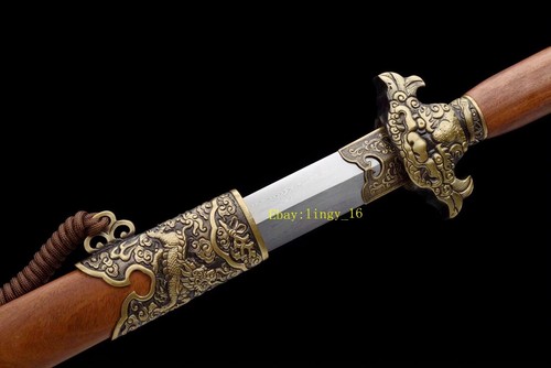 Damascus Steel Sharp Edge Tai Chi Jian Brass Accessory Chinese WUSHU Dao Sword - Picture 11 of 11