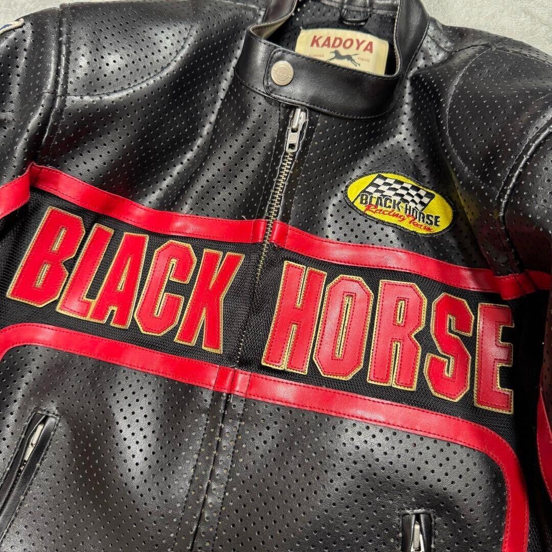 KADOYA Black Horse Men's Punch Riders Leather Jacket K'S KADOYA Black Horse Men's Punch Riders Leather Jacket K'S