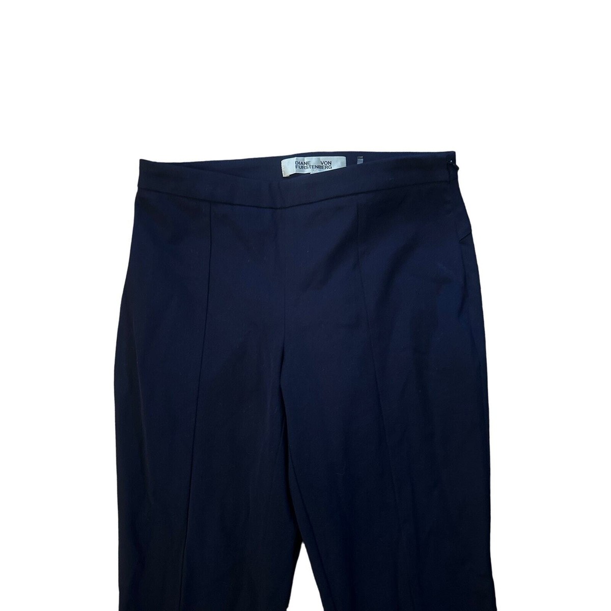 Women 2 DVF Diane Von Furstenberg Side Zip Navy Pants Ankle