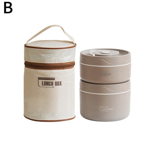 Caja de almuerzo redonda portátil aislada contenedor de almuerzo acero Reino Unido set box G2U6 - Imagen 19 de 23