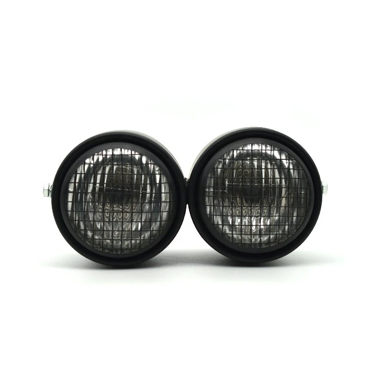 6.5" Round LED Headlight for Cafe Racer Bobber - Black Retro Side Mount Foto 4 de 4