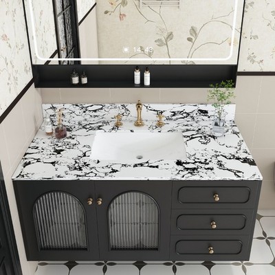 43''x22'' Bathroom Vanity Top, with Undermount Ceramic Sink and Backsplash, arti