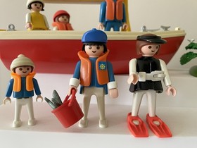 VINTAGE  PLAYMOBIL Sailboat, ALPHA 800, Shark& Figures Mixed Lot Summer Fun Vaca