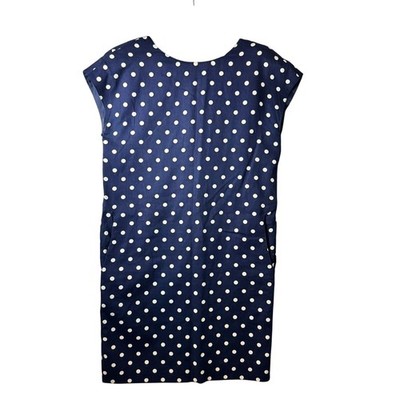 Brooks Brothers Dress Women s Size 8 Navy Blue Polka Dot Sheath Pockets Classic