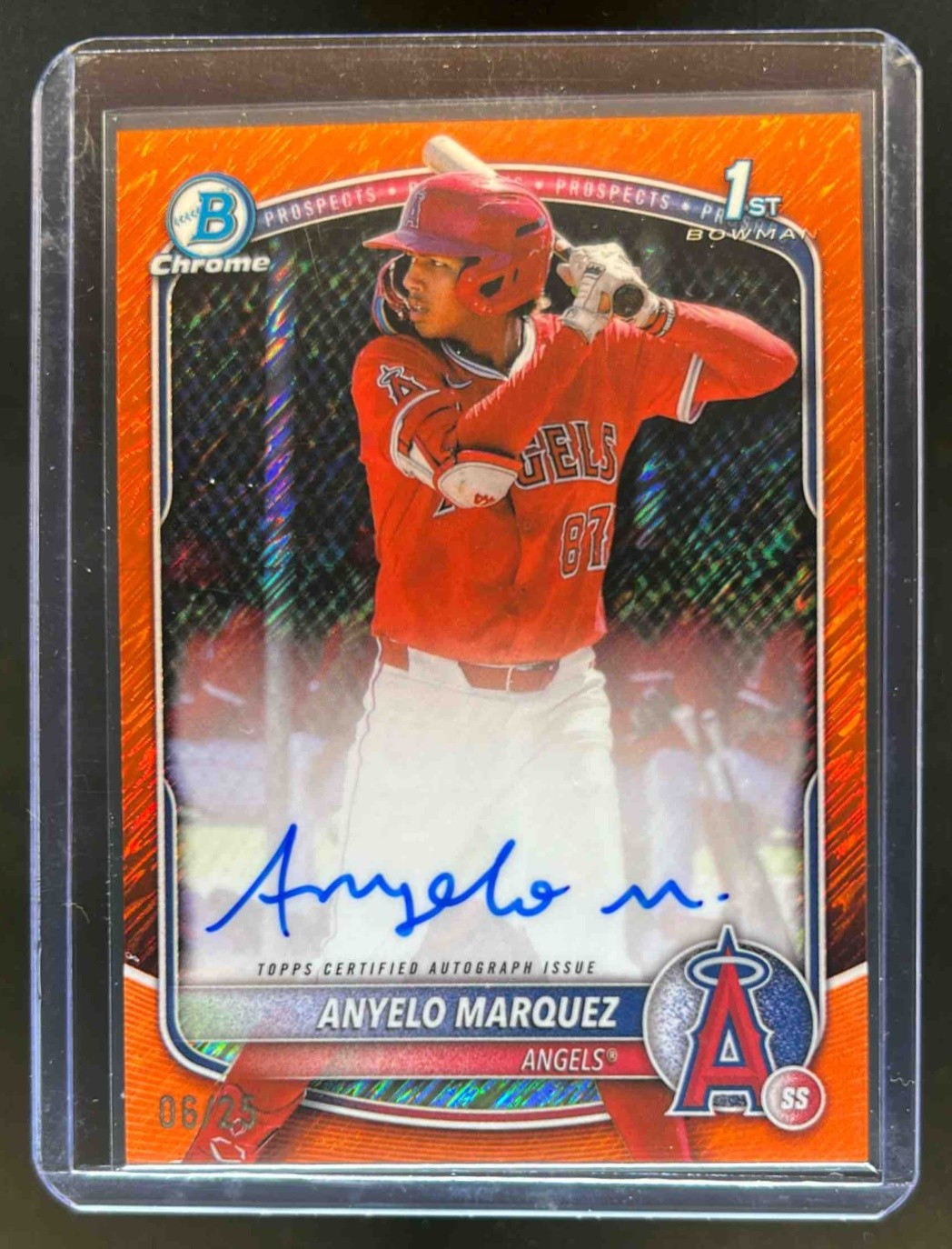 2025 Bowman Chrome Anyelo Marquez Auto Orange Shimmer Refractor 1st #6/25
