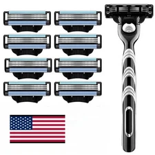 Men's Razor Set 10 Handle and 80 Replacement Blades 3-Layer Shaving System