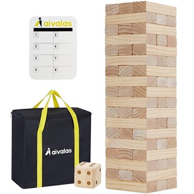 Aivalas Giant Timber Blocks Games, 57 Large L-Over 4.2 FT-57PCS, Wood 