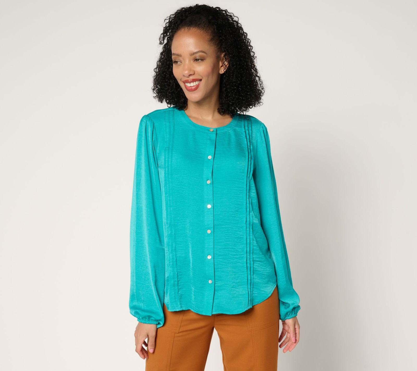nicole by Nicole Miller Women's Top Sz 2XS (XXS) Textured Long Green A689896