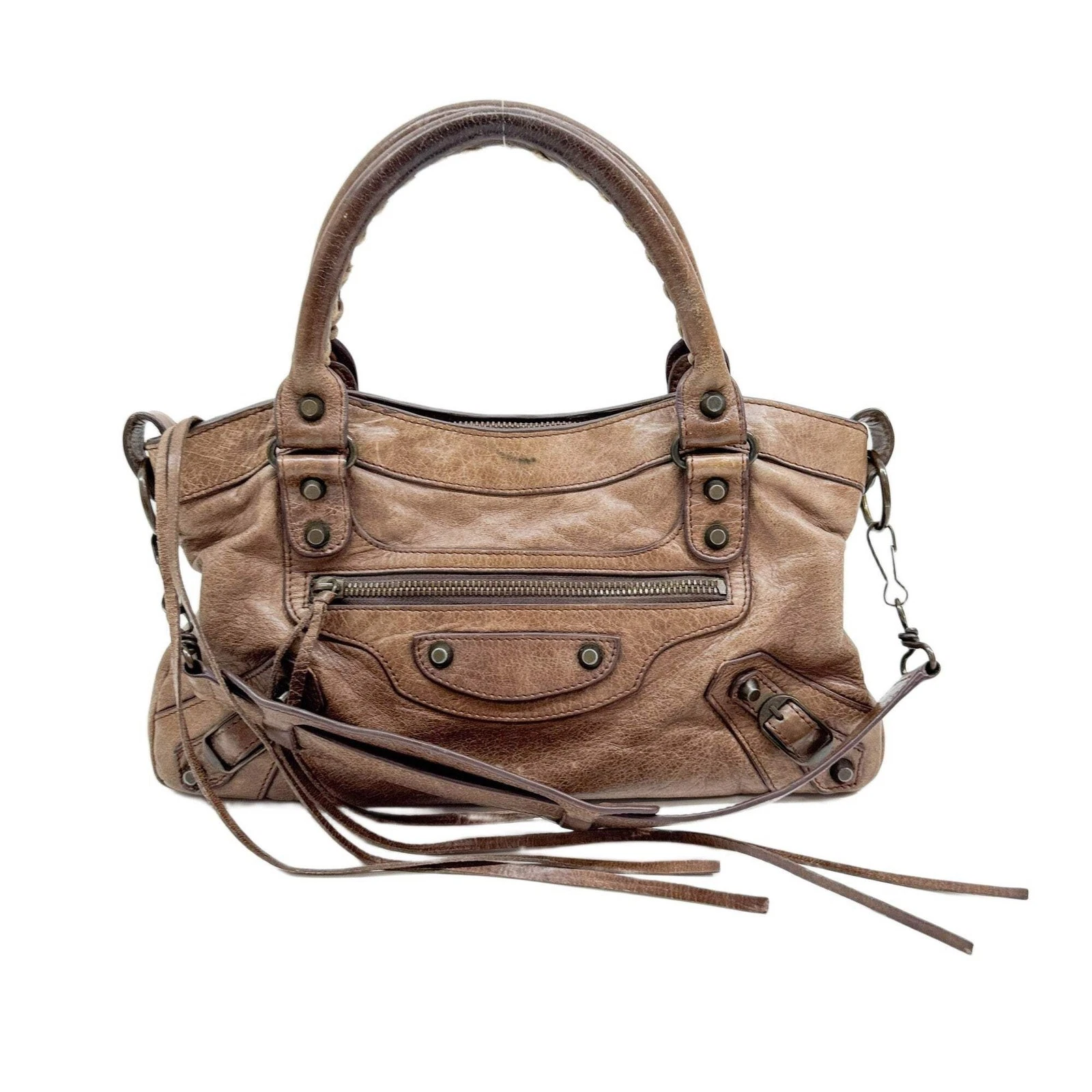 Balenciaga — BALENCIAGA The First Brown Leather Handle Bag