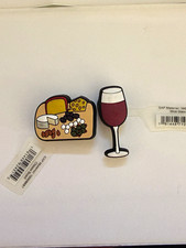 Jibbitz Food & Drink Shoe Charms Set of 2 Wine Glass & Cheese Board New