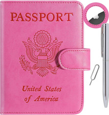 Airtag Passport Holder Cover Wallet RFID Blocking, Travel Essentials  Leather C