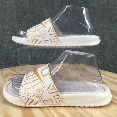 Nike Sandals Womens 7 Benassi JDI Print Slide White Slip On Comfort 618919-116