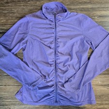 Coolibar Jacket Women's L Purple UPF 50 Rash Guard Ruched Mock Neck Activewear