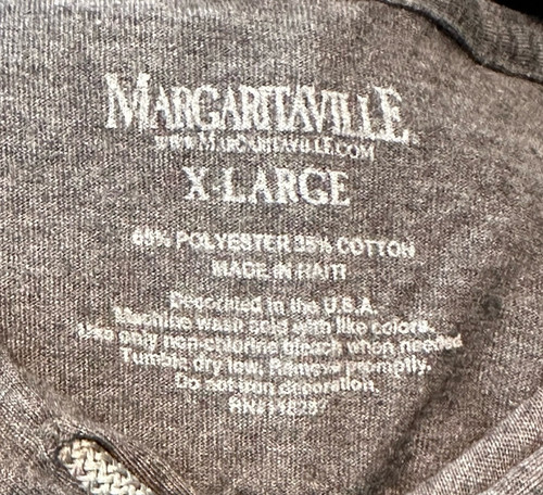 Camiseta con capucha de manga larga para hombre Margaritaville Landshark, gris, talla XL - Imagen 7 de 7