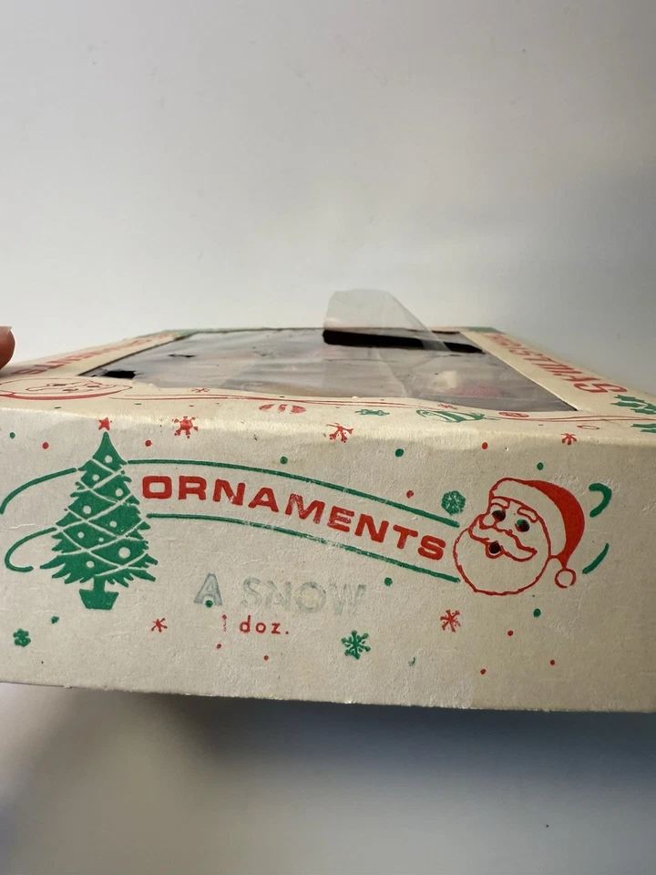 Caja De Colección De 12 VIDRIO DE MERCURIO Polaco Adornos Navideños Nieve Mica Pintado A Mano Foto 4 de 4