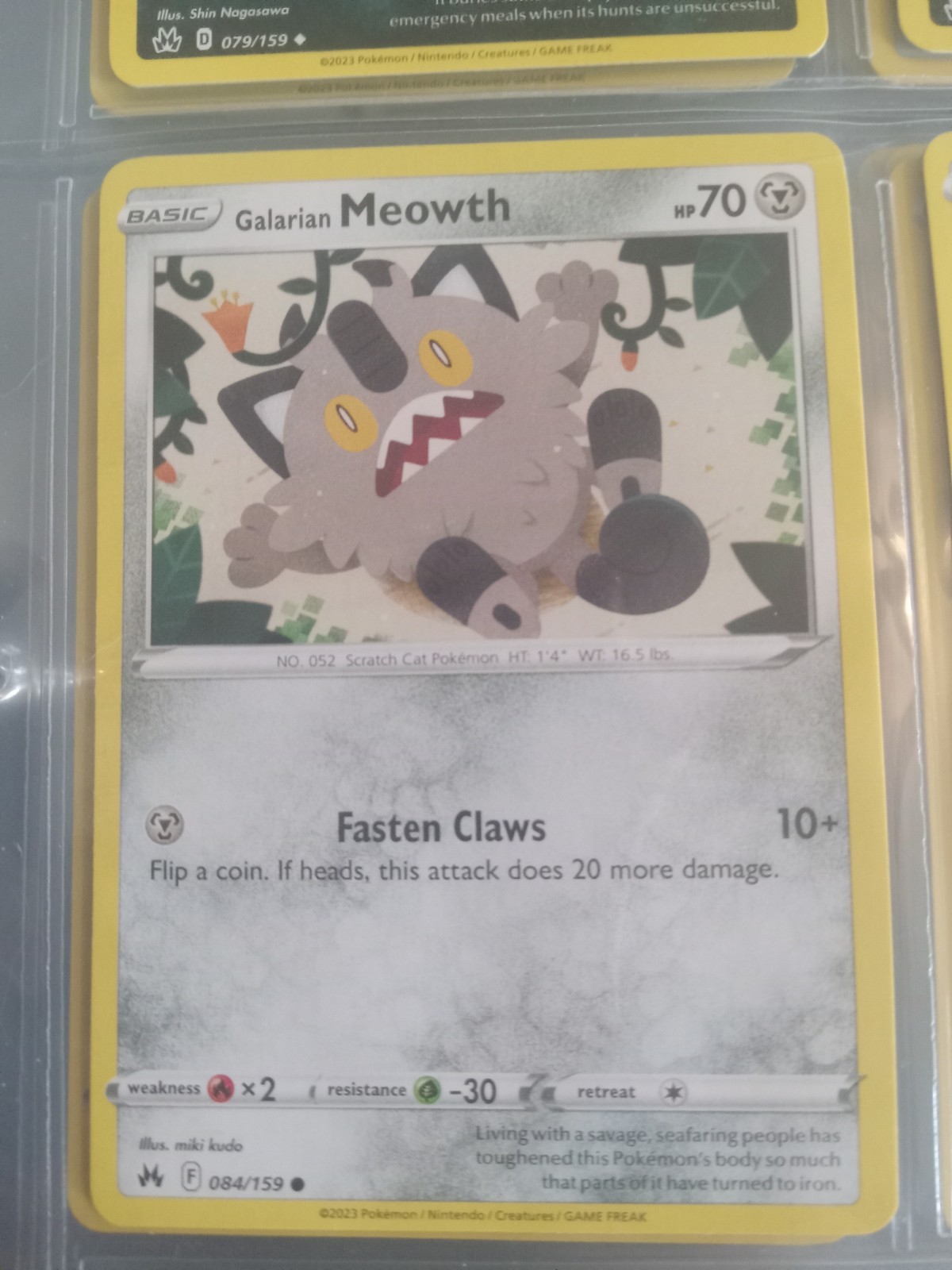 2023 Pokemon Card Crown Zenith Galarian Meowth 84/159