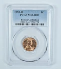 1952-D Lincoln Wheat Cent Boston Collection MS64 RD PCGS Blue Label *8299