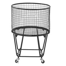 Rolling Laundry Cart, Utility Cart with 10.5 Gal, 60 lbs Capacity, Durable Carbo