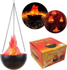 1 Pack Electric LED 3D Fake Fire Hanging Lamp Flame Effect Campfire Lights US