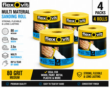 Flexovit Sanding Roll 93mm x 2.5M 80 Grit Abrasive Roll 4 Rolls Multi Material