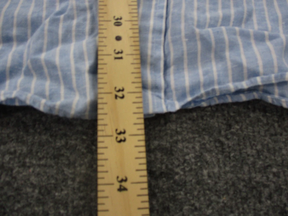 Ralph Lauren Shirt Mens XL Blue Striped Linen Classic Pony Golf Preppy Beach - Image 4 of 4