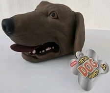 NEW STRETCHY DOG Schylling Rubber Brown Dog Eyes Tongue High Quality Hand Puppet