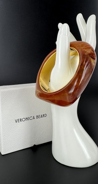 Alternate view of $150 Veronica Beard Nib Auth Tortoise Sculpted Resin Bangle Bracelet Gold Plated