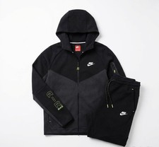 Image of Nike Men's Tech Fleece Tracksuit Size Large, Khaki Green Hoodie with Zip Bottoms