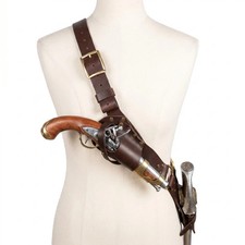 Pirate Leather Strap Costume Baldric Gun Sword Holster Flintlock Pistol Medieval