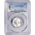 1937 25c Washington Silver Quarter ~ PCGS MS66