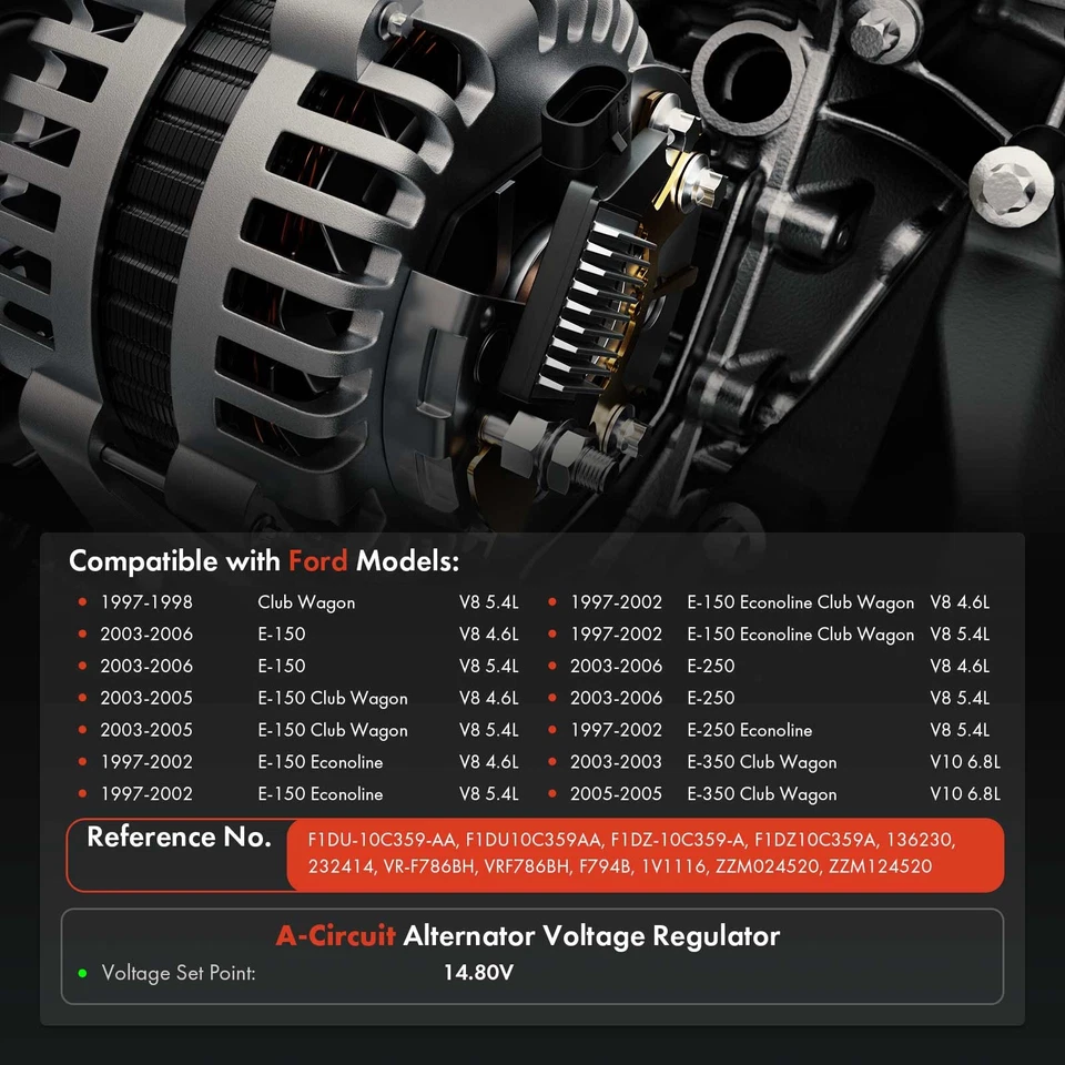 Regulador alternador para Ford F-150 F-250 F-250 Super Duty E-150 Lincoln 14,80 V Foto 2 de 4