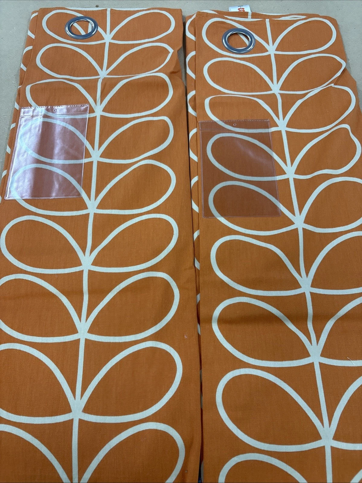 Orla Kiely Linear Burnt Orange Eyelet Curtains Pair - Cotton -31"x 54"
