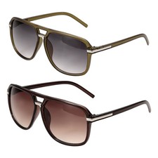 2pcs Sunglasses for Women Men, PC Retro Sunglasses, Green  Dark Brown