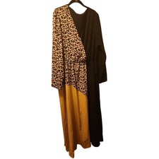 Shein Animal Print Wrap Dress Women's 4XL NWOT Long Sleeve Yellow Black
