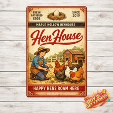 Pampered Chickens Live Here Chicken Coop Decor Metal Tin Sign