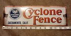 USS Cyclone Porcelain Fence Sign Sacrament California CA Vintage Advertising