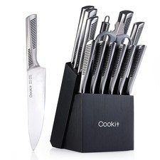 15-Piece Kitchen Knife Set with Wooden Block – Chef Knives, Steak Knives & Sciss