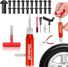 Richcat Tubeless Tire Puncture Repair Kit with Mushroom Plug, Repairs punctures 