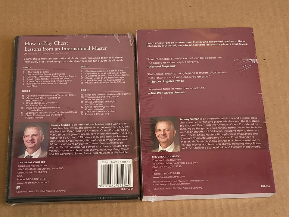 Great Courses How to Play Chess 4 DVD Set & Guide Book Jeremy Silman Master New - Image 2 of 4