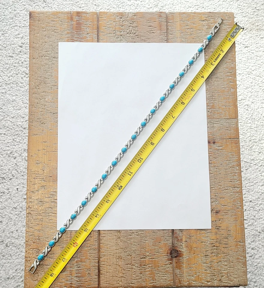 Blue Howlite Silvertone Crossed Braid Collar Necklace Healing Properties - Image 3 of 4