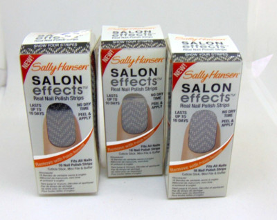 Lot of 3 SALLY HANSEN SALON EFFECTS Real Nail Polish Strips Show Your Stripes