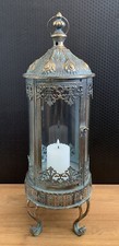 Lanterna candelabro luce vento 64 cm vetro metallo stile antico casa di campagna portacandele