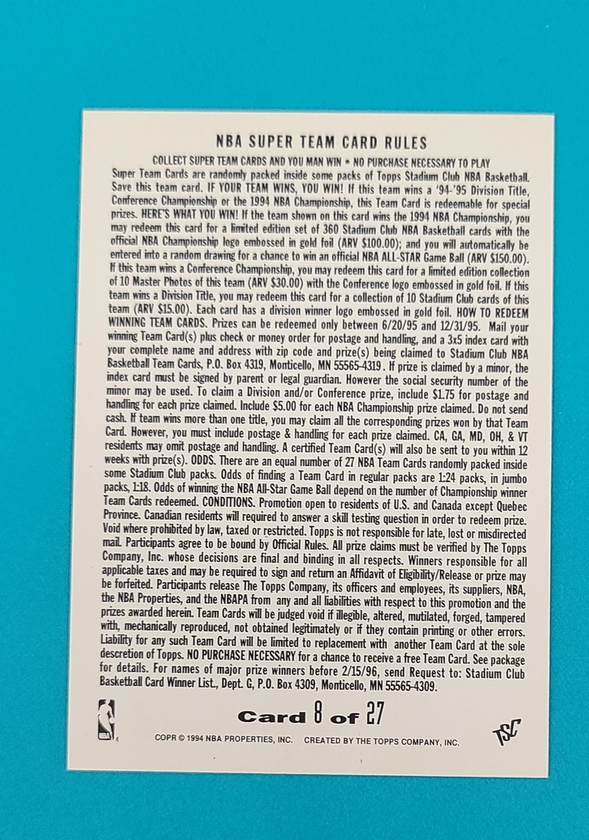 1994-95 Stadium Club Super Teams #8 Detroit Pistons Card O9 | eBay