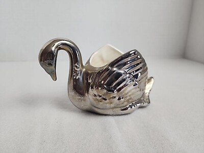 Vintage Pearl China Co Platinum Rose Swan Hand Decorated w 22Kt Gold Priority