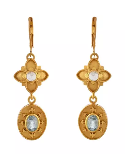 Stunning Blue Topaz & Moonstone 14K Gold Plated Earring