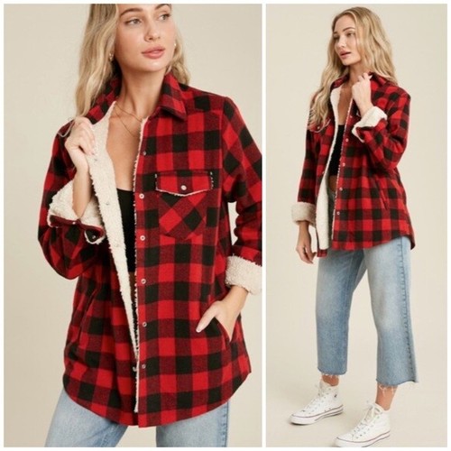 Red Buffalo Plaid Sherpa Lined Shacket 