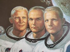 Vintage Astronauts of Apollo 11 - First On The Moon 1969 Lithograph, NASA