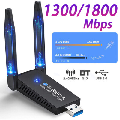 DE WLAN Adapter USB3.0 Stick 1800Mbps WiFi Dual Band 5GHz Antenne PC *